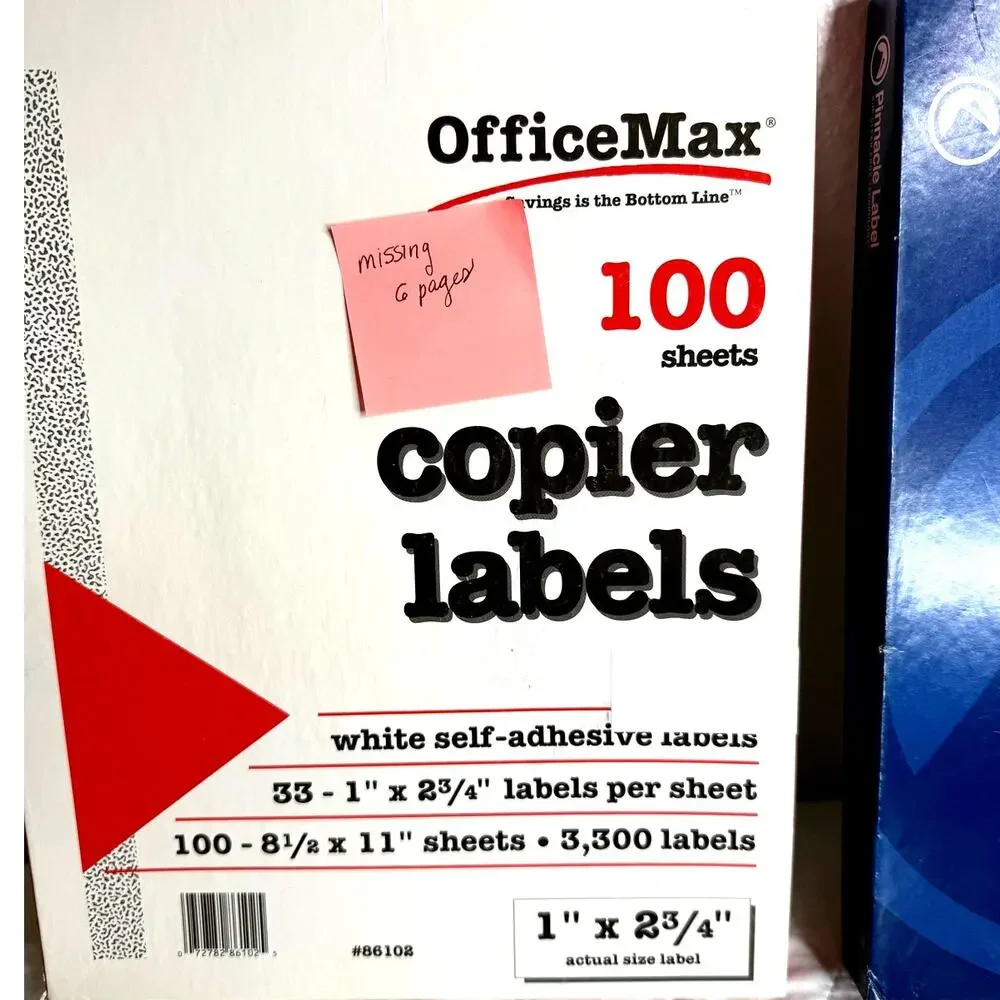 Labels Lot of 6-Uline,Office Max, Pinnacle